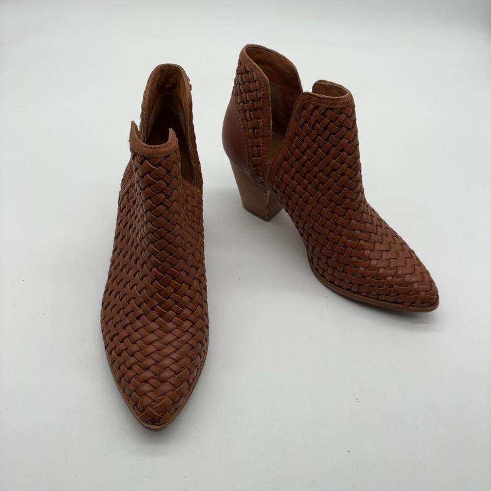 Frye Woven Leather Pointed Ankle Booties